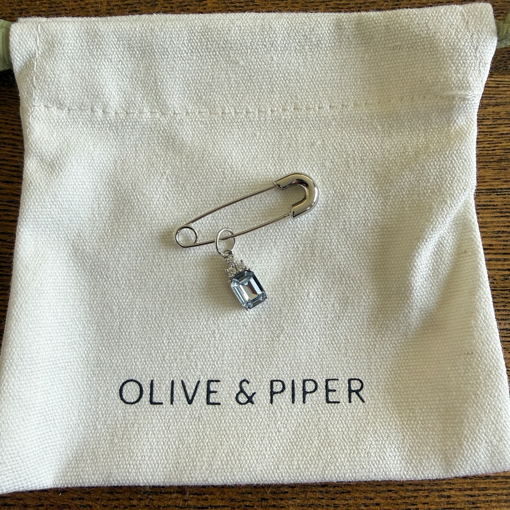 Olive & Piper Silver Brooch with Blue Gem